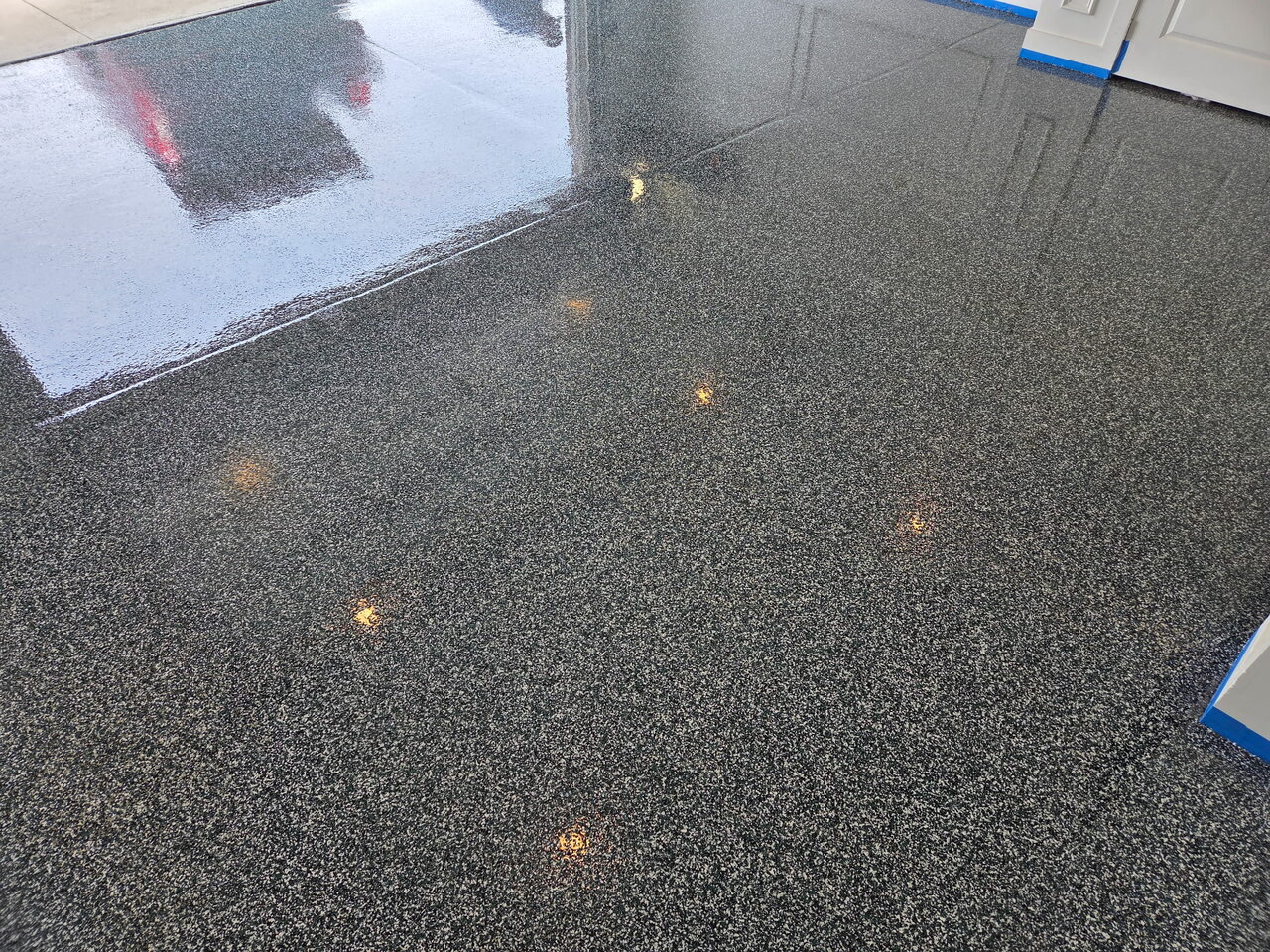 Epoxy-coated residential garage floor